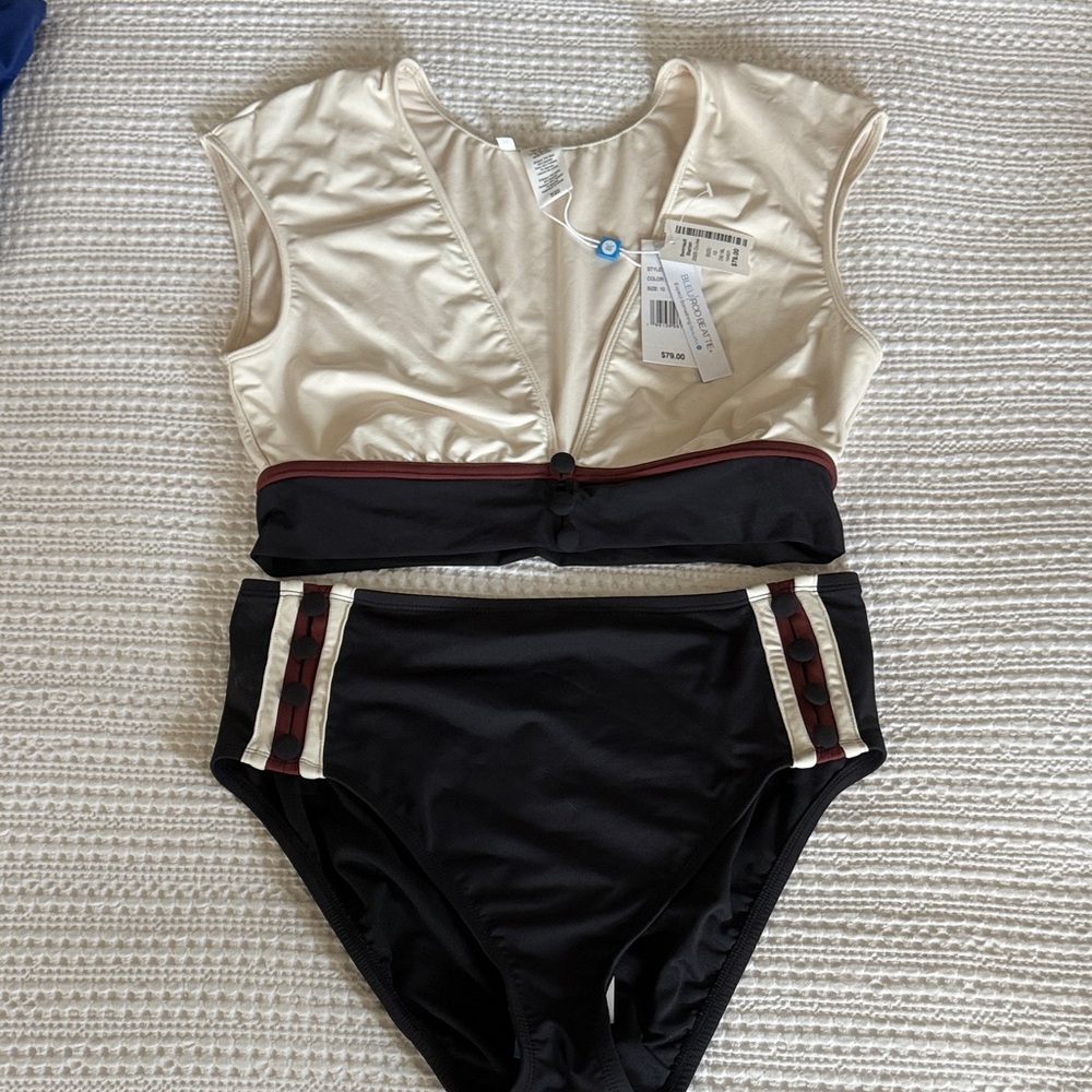 Bleu Rod Beattie Two-Tone 2 Piece Swimsuit with Button Detail